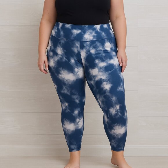 Old Navy Active Women's Blue and White Tie-Dye Go Dry Athletic Leggings XXL - Picture 1 of 7